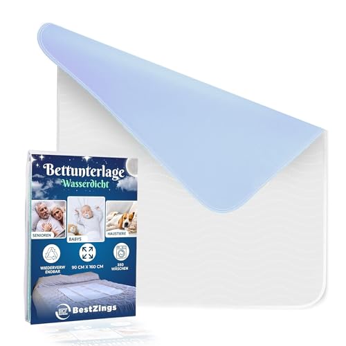 Bestzing- Inkontinenzunterlage waschbar - Inkontinenz bettunterlage - Bettunterlage wasserdicht - wasserdichte matratzenauflage - Mattress Protector - Matratzenschoner 140+x+200+cm- 90x160 cm von BestZings