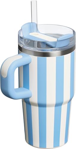 Bestaa 20oz Edelstahl Kind Tumbler mit Griff, Deckel und Stroh, Vakuumisoliert, Schul- und Sporttauglich (Blauer Streifen) von Bestaa