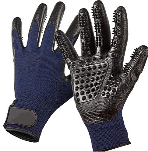 Bestbuy Fellpflege-Handschuhe – Verbessertes Fünf-Finger-Design Gummi Handschuh sanfte Enthaarungsbürsten für Katzen, Hunde und Pferde (blau) von Best Buy