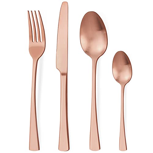 Bestdin Besteck Set 6 Personen, 24 teilig Edelstahl Besteckset Roségold Matt Essbesteck Set mit Messer Gabel Löffel, Hochwertiges Edelstahlbesteck, Spülmaschinenfest. von Bestdin