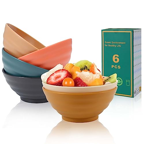 Bestdin Kunststoff Müslischalen 6er Set, Unzerbrechlich 21 OZ Salatschüssel, Suppenschüssel Dessertschalen Wiederverwendbar, Bowl Schüssel BPA umsonst Mikrowelle & Spülmaschinenfest von Bestdin