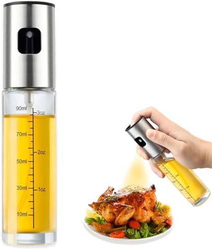 Bestdin Ölsprüher für Speiseöl, 100 ml Multifunktionaler Ölsprüher, Transparen Glas Ölspray Zum Kochen, Professioneller Öl sprühflasche für Kochen, Salat, Grill, Heißluftfritteuse von Bestdin