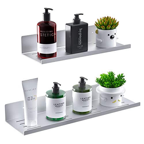 Bestdon Duschregal Badezimmer Regal Ohne Bohren - Duschablage Selbstklebend im 2er Set Badregal Aluminum, Duschkörb Wandregal für Bad Zubehör, Matte Finish, Silber, Länge 30/40cm von Bestdon
