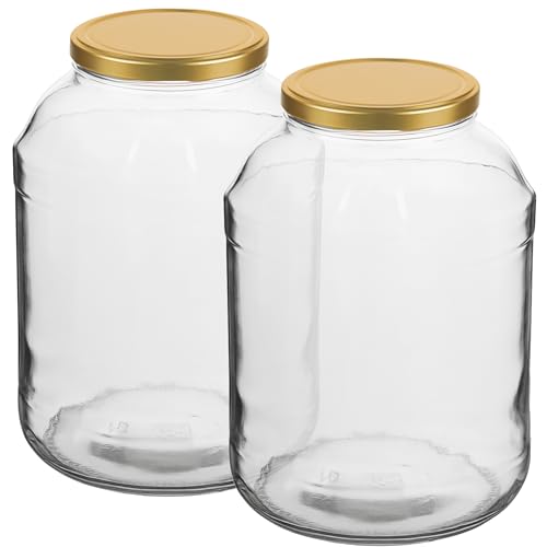 MIKONI 4 L Gurkenglas Einweckgläser Gold Deckel Einmachgläser Vorratsgläser Einmachglas (2 STÜCK) von MIKONI