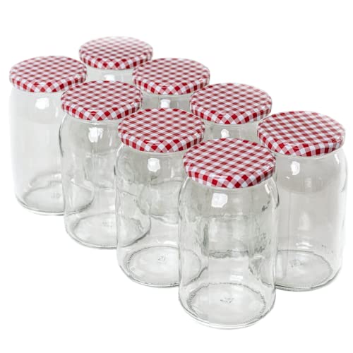 900 ml Einweckgläser mit Deckel Einmachgläser Vorratsgläser Einmachglas Weck (rot/weiß, 48) von Beste Angebote