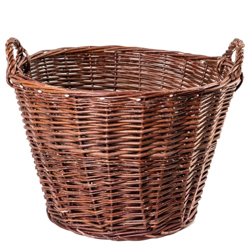 Weidenkorb Ø 60 cm Kaminholzkorb Kartoffelkorb Obstkorb Füllkorb Kiepe Gartenkorb von MIKONI
