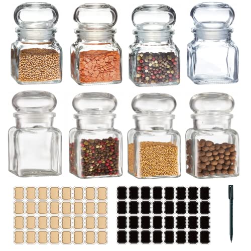 Gewürzgläser 120 ml mit GLASDECKEL Pfefferstreuer Glas Gewürzglas SET + Etiketten + Marker (mit Schwarze Etiketten, 28) von Beste Angebote