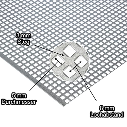 Lochblech Stahl Verzinkt QG 5-8 1,5 mm stark Individueller Zuschnitt nach Maß (500 mm x 150 mm) von Bestell_dein_blech