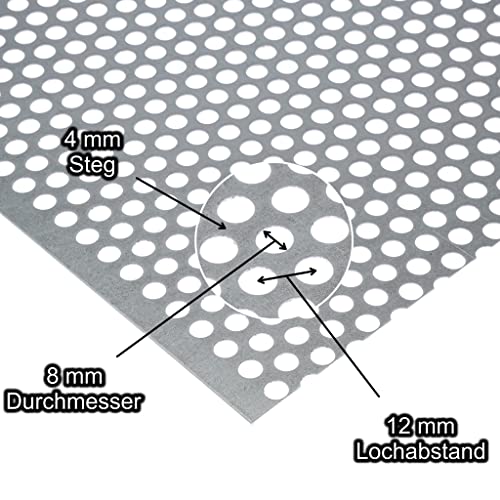 Lochblech Stahl Verzinkt RV 8-12 1,5 mm stark Individueller Zuschnitt nach Maß (1000 mm x 500 mm) von Bestell_dein_blech