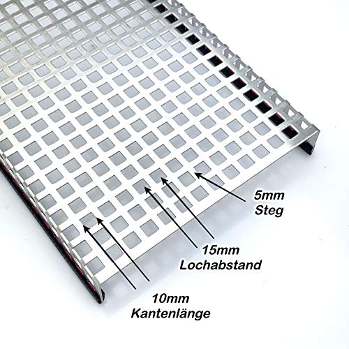 Aluminium 1,5mm dick Terrariumabdeckung mit Kantenschutz Lochblech QG 10-15 Schutzgitter, Größe nach Maß (1000mm x 500mm) von Bestell_dein_lochblech