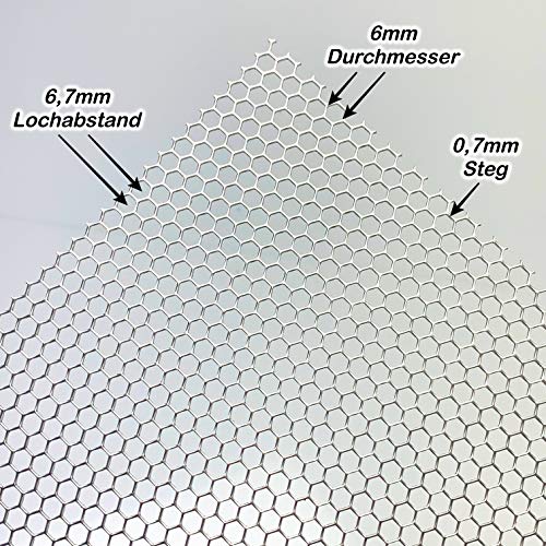 Aluminium Lochblech HV6-6,7 Alu 1,5 mm dick Hexagonal Lochblech Zuschnitt nach Maß (1000 mm x 500 mm) von Bestell_dein_lochblech