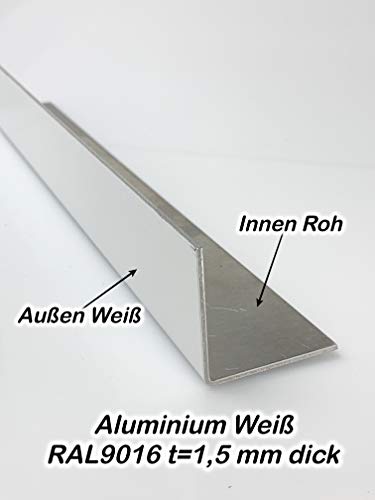Aluminium Winkel Weiß RAL 9016 Winkelprofil 1,5mm Länge 1000mm, Individuell nach Maß (Schenkel: 100mm x 100mm) von Bestell_dein_lochblech