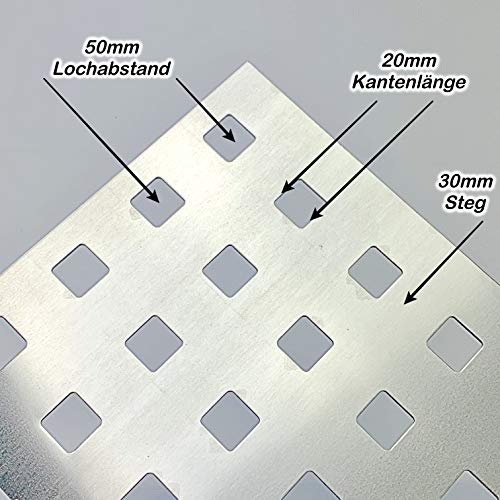 Balkongeländer Füllung Aluminium Lochblech QG20-50 Alu 2 mm dick Balkon Treppen Geländer Füllung Gitter Alublech Zuschnitt nach Maß (1000 mm x 950 mm) von Bestell_dein_lochblech