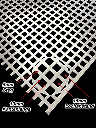 Edelstahl 1mm QG10-15 Lochblech Edelstahl Roh Blank 1mm dick - Zuschnitt nach Maß (1000 mm x 550 mm) von Bestell_dein_lochblech