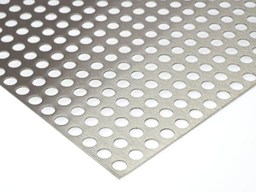 Edelstahl Lochblech RG10-15 Edelstahl Blech 1,5 mm dick beids. geschliffen & mit Schutzfolie Lochbleche Zuschnitt nach Maß (500 mm x 150 mm) von Bestell_dein_lochblech