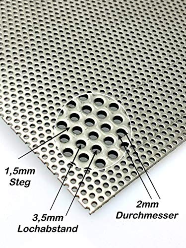 Edelstahl roh Lochblech RV2-3,5 Edelstahl 1,5 mm dick Lochblech Zuschnitt nach Maß (1000 mm x 400 mm) von Bestell_dein_lochblech