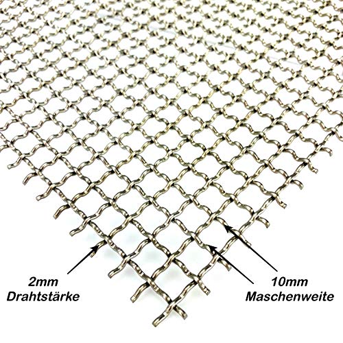 Edelstahl roh Wellengitter 10 x 10 mm Maschenweite Edelstahl 2 mm Drahtstärke Gitter Drahtgitter Wellgitter Zuschnitt nach Maß (1000 mm x 200 mm) von Bestell_dein_lochblech