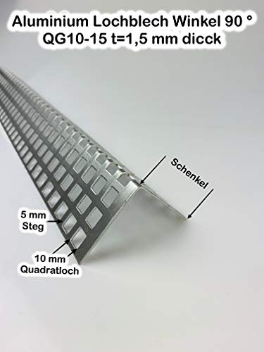 Lochblech Alu Winkel QG 10-15 Winkelprofil 1,5mm Länge 1000mm, Individuell nach Maß (Schenkel: 30mm x 30mm) von Bestell_dein_lochblech