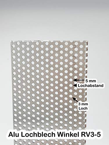 Lochblech Alu Winkel RV 3-5 Winkelprofil 1,5mm Länge 1000mm, Individuell nach Maß (Schenkel: 20mm x 20mm) von Bestell_dein_lochblech
