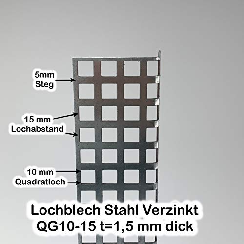Lochblech Stahl Verzinkt Winkel QG 10-15 Winkelprofil 1,5mm Länge 1000mm, Individuell nach Maß (Schenkel: 50mm x 50mm) von Bestell_dein_lochblech