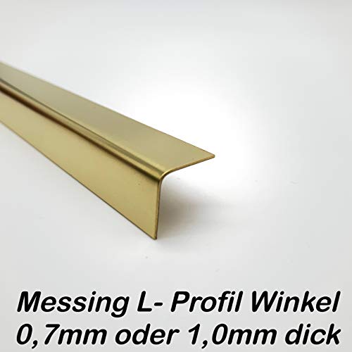 Messing Winkelprofil mit Schutzfolie 0,7mm dick RV3-5 L- Profil Größe nach Maß (500mm, 20mm x 20mm) von Bestell_dein_lochblech