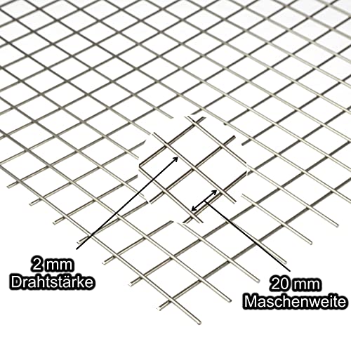 Stahl Gitter Schweißgitter 20x20mm Maschen 2mm dick Stahl blank - Zuschnitt nach Maß (500 mm x 450 mm) von Bestell_dein_lochblech