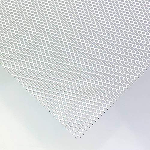 Stahl Lochblech HV2-2,5 Farbig Weiß RAL 9016 Stahl 1 mm dick Hexagonal Gitter Zuschnitt nach Maß (1000 mm x 300 mm) von Bestell_dein_lochblech