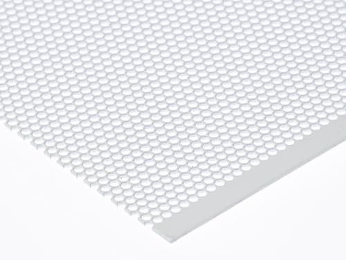 Stahl Lochblech HV2-2,5 Farbig Weiß RAL 9016 Stahl 1 mm dick Hexagonal Gitter Zuschnitt nach Maß (500 mm x 100 mm) von Bestell_dein_lochblech