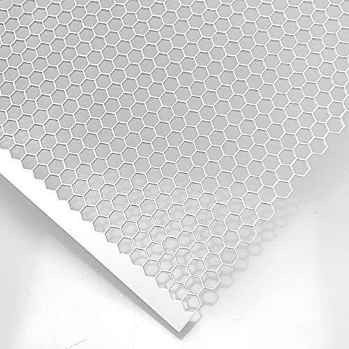 Stahl Lochblech HV6-6,7 Farbig Weiß RAL 9016 Stahl 1,5 mm dick Hexagonal Gitter Zuschnitt nach Maß (500 mm x 250 mm) von Bestell_dein_lochblech