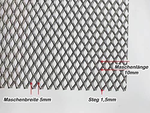 Stahl blank Streckgitter MW 10x5x1,5x1 Stahl DC01 Streckmetall Gitter 1,0mm dick Drahtgitter Zuschnitt nach Maß (1000mm x 100mm) von Bestell_dein_lochblech