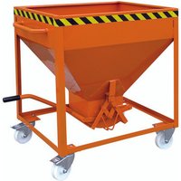 Eichinger® Silobehälter auf Rollen, mittigem, per Hebel bedienbarem Auslauf, 600 Liter reinorange von Eichinger®