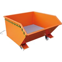 Eichinger® Spänebehälter mit Lochblech-Boden und Ablasshahn, 1500 kg, 1500 Liter, reinorange von Eichinger®