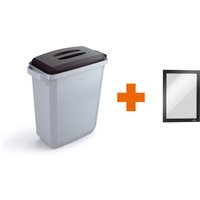 DURABLE Abfallbehälter DURABIN® 60L mit Deckel + Info-Rahmen DURAFRAME®, schwarz von Durable