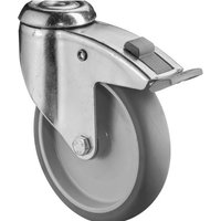 BS ROLLEN Apparaterolle TPE, Lenkrolle mit Feststeller, schwere Ausführung, Gleitlager, Rückenloch, Ø x Breite 125 x 31 mm, TK 100 kg von BS ROLLEN