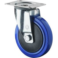 BS ROLLEN Transportrolle Elastikgummi, blau, Lenkrolle, Kugellager, Platte, Ø x Breite 80 x 32 mm, TK 120 kg von BS ROLLEN