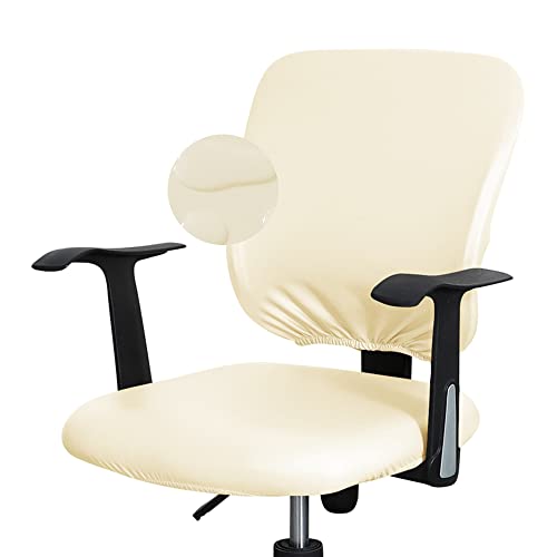 Bestenrose Bürostuhl Stuhlhussen Bezug PU Leder Stuhlbezug Bürostuhl wasserdichte Stretch Stuhlüberzug Stuhl Husse für Computer Armlehnen Stühle (Beige, Packung mit 2 Stück) von Bestenrose