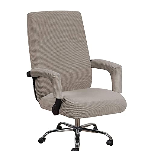 Bestenrose Bürostuhl Bezug Bürostuhlabdeckung für Die Sitzfläche Elastische Stuhlhussen mit Armlehne Hussen Bezüge Elastische Waschbar Stuhlhussen Set für Bürostuhl Computerstuhl (Large, Taupe) von Bestenrose