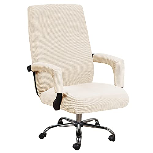 Bestenrose Bürostuhl Bezug Bürostuhlabdeckung für Die Sitzfläche Elastische Stuhlhussen mit Armlehne Hussen Bezüge Elastische Waschbar Stuhlhussen Set für Bürostuhl Computerstuhl (Large, Beige) von Bestenrose