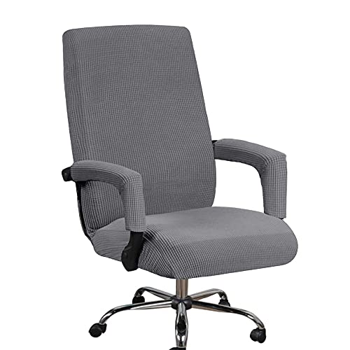Bestenrose Bürostuhl Bezug Bürostuhlabdeckung für Die Sitzfläche Elastische Stuhlhussen mit Armlehne Hussen Bezüge Elastische Waschbar Stuhlhussen Set für Bürostuhl Computerstuhl (Large, Grau) von Bestenrose