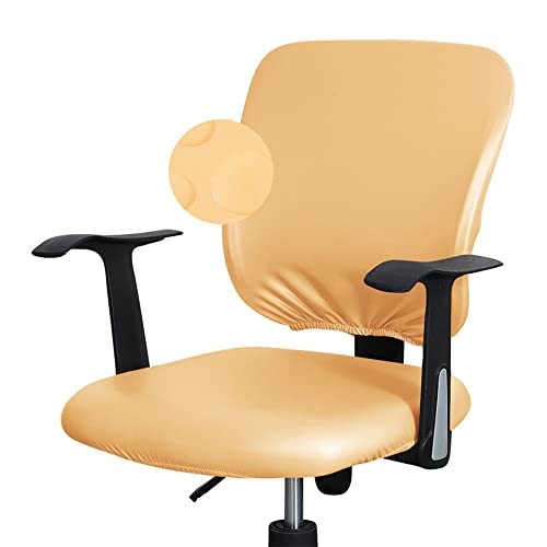 Bestenrose Bürostuhl Stuhlhussen Bezug 1 Stück PU Leder Stuhlbezug Bürostuhl wasserdichte Stretch Stuhlüberzug Stuhl Husse für Computer Armlehnen Stühle (Hellgelb, Packung mit 1 Stück) von Bestenrose