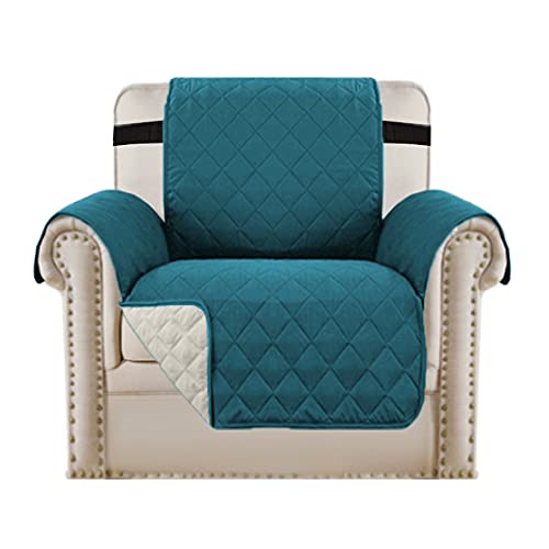 Bestenrose Sesselschoner Sesselauflage Relax mit Armlehnen Sofabezüge wasserdichte Sessel Überwurf Sofa Protector mit Riemen für Wohnzimmer Schutz Haustier Abdeckung (1 Seater, Türkis) von Bestenrose