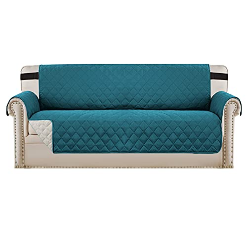 Bestenrose Sesselschoner Sesselauflage Relax mit Armlehnen Sofabezüge wasserdichte Sessel Überwurf Sofa Protector mit Riemen für Wohnzimmer Schutz Haustier Abdeckung (3 Seater, Türkis) von Bestenrose