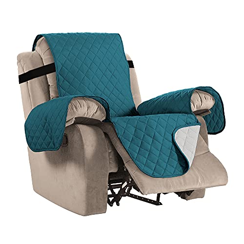 Bestenrose Sesselschoner Sesselauflage Relax mit Armlehnen Sofabezüge wasserdichte Sessel Überwurf Sofa Protector mit Riemen für Wohnzimmer Schutz Haustier Abdeckung (Recliner, Türkis) von Bestenrose