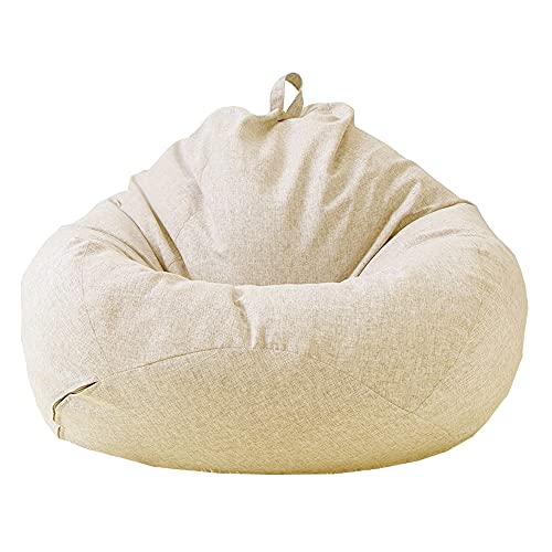 Bestenrose Sitzsack Sesselbezug Erwachsene Sitzsack Sofabezug Indoor Flauschig SitzsackhüLle Ohne FüLlung Waschbar Sitzsackbezug Mit Seitentaschen FüR Erwachsene Und Kinder (Beige, M:80x90cm) von Bestenrose