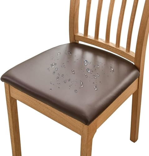 Bestenrose Stuhlbezug 4er Set Sitzfläche stuhlhussen wasserdicht Stretch PU Leder Bezug für Stühle Sitzbezüge für Esszimmerstühle Abwaschbar Schonbezug Stuhl Hussen für Stühle von Bestenrose