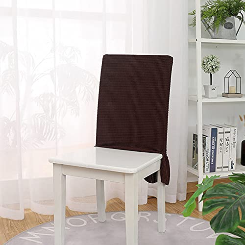 Bestenrose Stuhllehne Stuhlhussen 6er Set Stretch Stuhlrückenabdeckung Jacquard Rückenlehnenbezug mit Rock Stretch Abnehmbare Waschbar Universal Stuhlhussen Rückenlehne für Esszimmer Hotel Dunkelbraun von Bestenrose