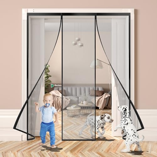 Magnet Insektenschutz tür, Doppeltür 330x215cm Fliegengitter Magnetvorhang Mückenschutz Türen Schwarz von Bestes