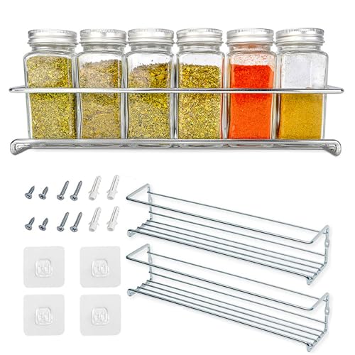 2 stück Metall Gewürzständer Wand, Gewürz Organizer Ohne Bohren, Küchenregal Wand, Gewürzregal Wand Hängend, Gewürzhalter Ohne Bohren für Schranktür, Hängend, Ohne Bohren,für Schrank von Bestevery