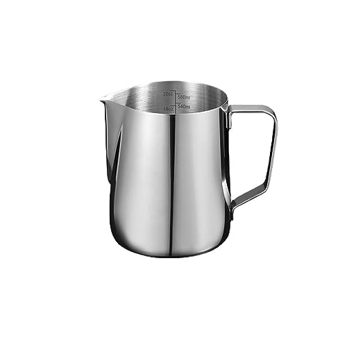 Milchschaumkännchen 600ml, Milchkännchen Edelstahl mit Henkel, Milch Pitcher, Milchschaumkännchen Poliert, Milchschaumkännchen mit Mark für Milch Pitcher, Cappuccino, Espresso, Latte Art, Macchiato von Bestevery