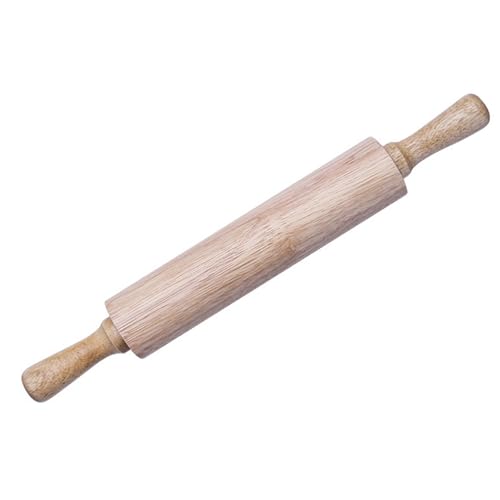 Teigroller Holz Drehbarer, Drehbarer Teigroller, Teigrolle, Holz Teigroller, Nudelholz Holz, Marzipanrolle Holz, Classic Nudelholz für Teig & Weinachten – Robuste Teigrolle mit Metallachse von Bestevery